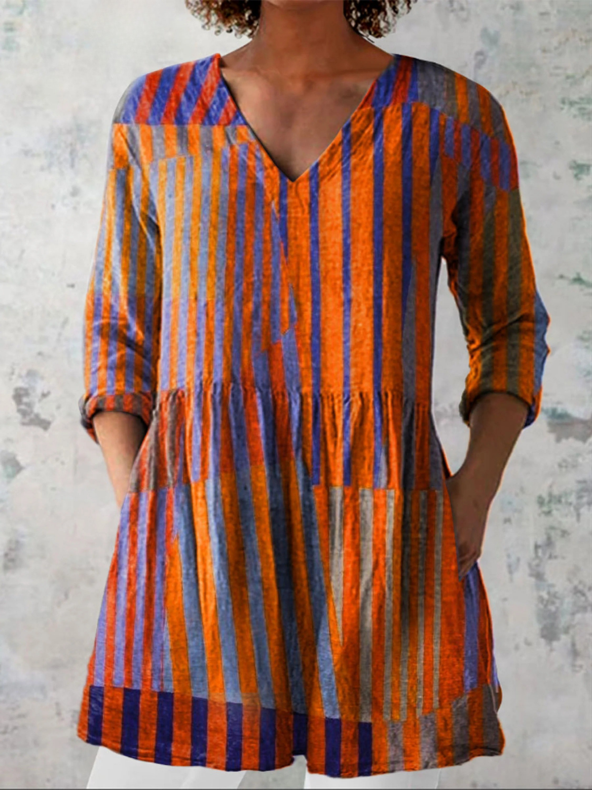 Blusa Larga con Estampado Vibrante
