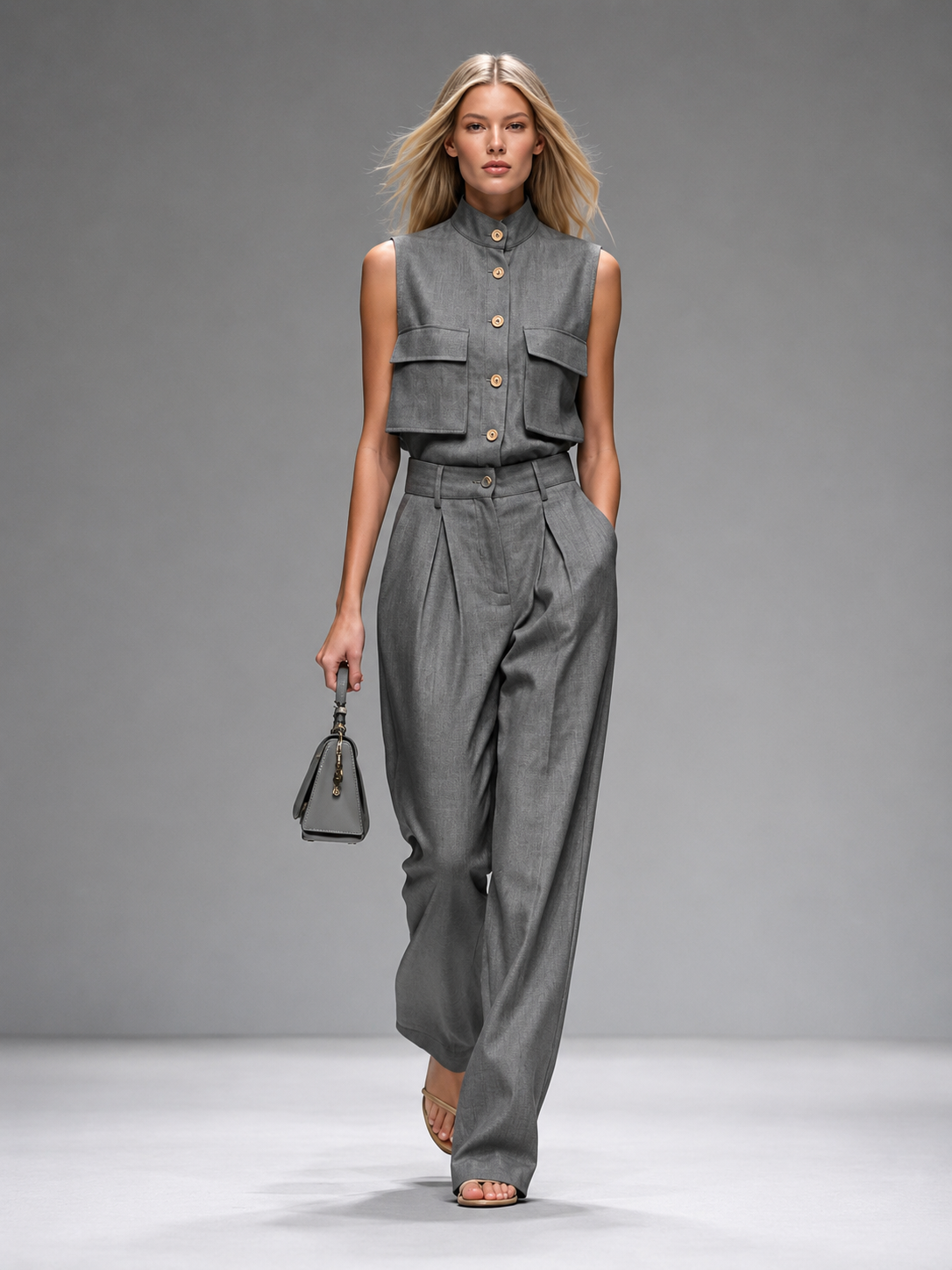 Conjunto Camisa Crop y Pantalón Wide Leg