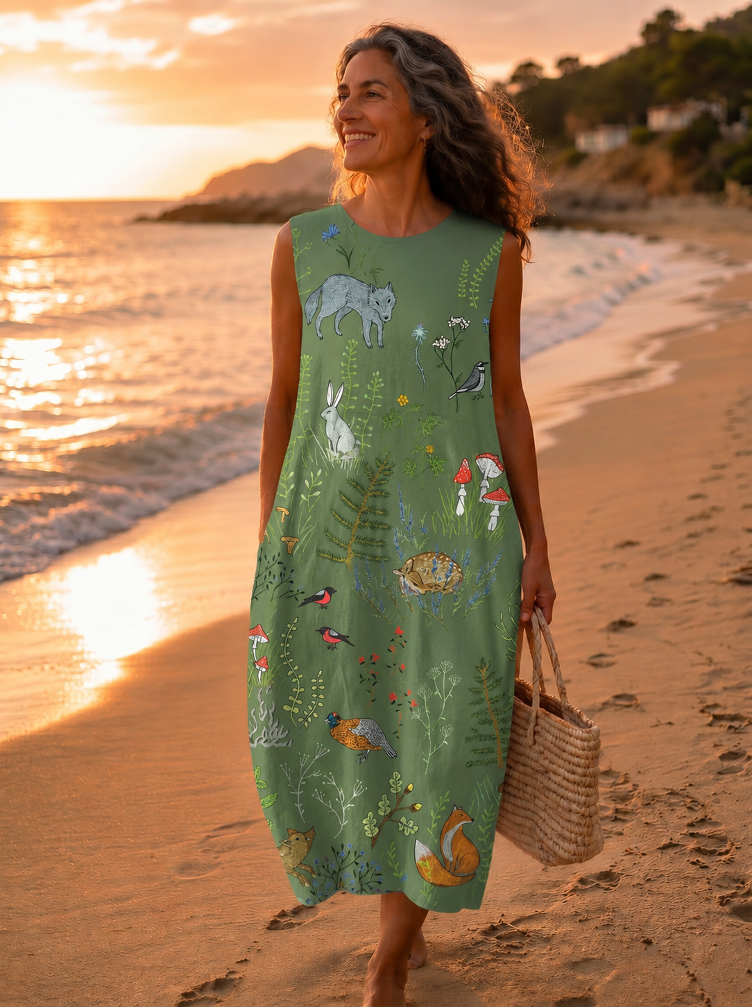 Vestido Midi Estampado Woodland