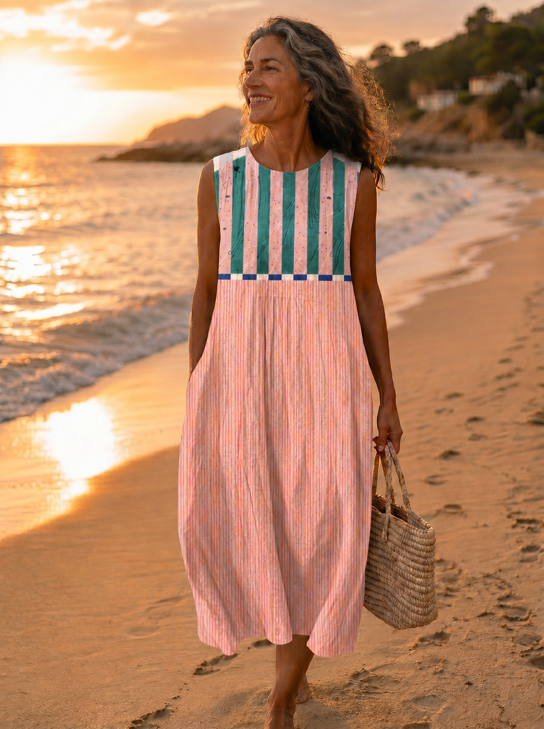 Vestido Midi Cuadros Pastel