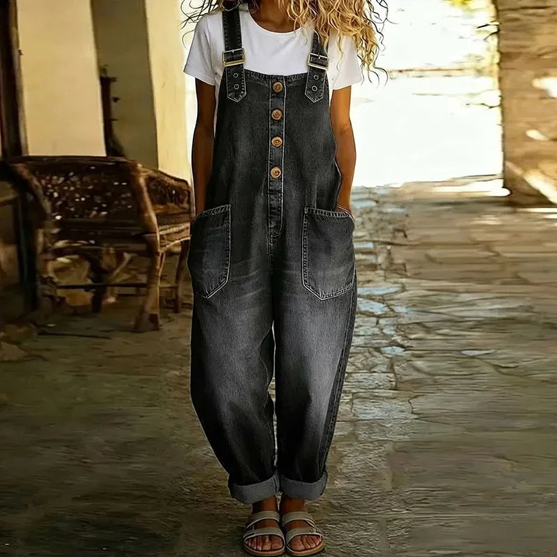 Mono Vintage de Denim con Tirantes Ajustables