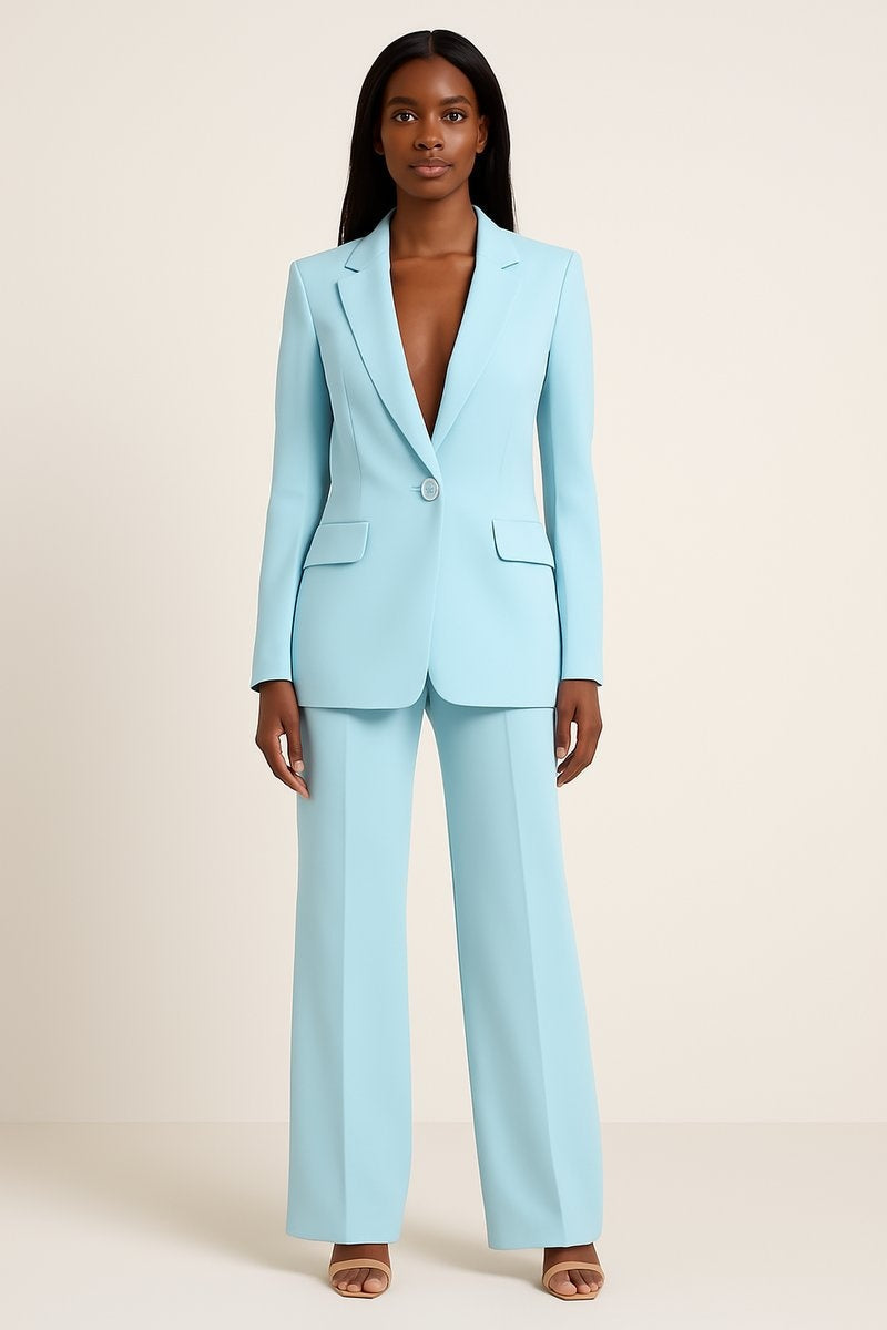 Conjunto Chaqueta Americana Entallada, Pantalón Pierna Ancha