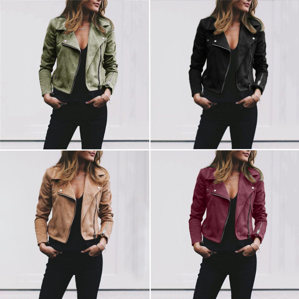 Cazadora Biker de Ante, Cremallera Asimétrica