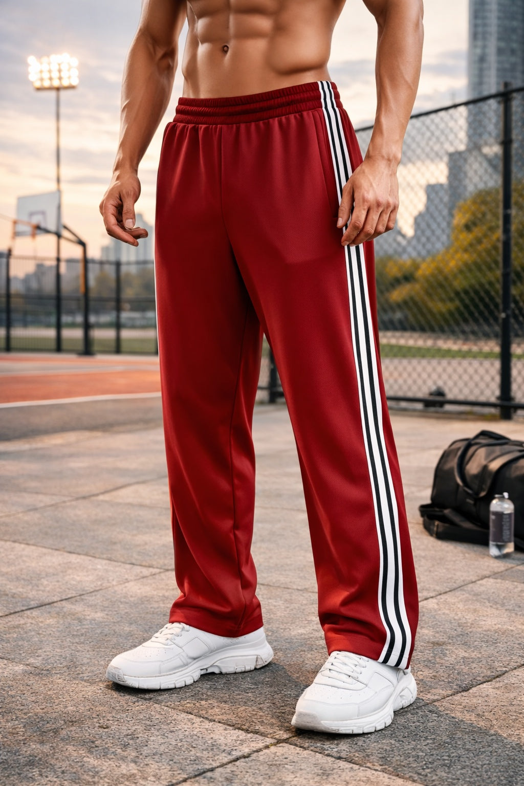 Pantalón Deportivo Franjas Laterales Corte Recto