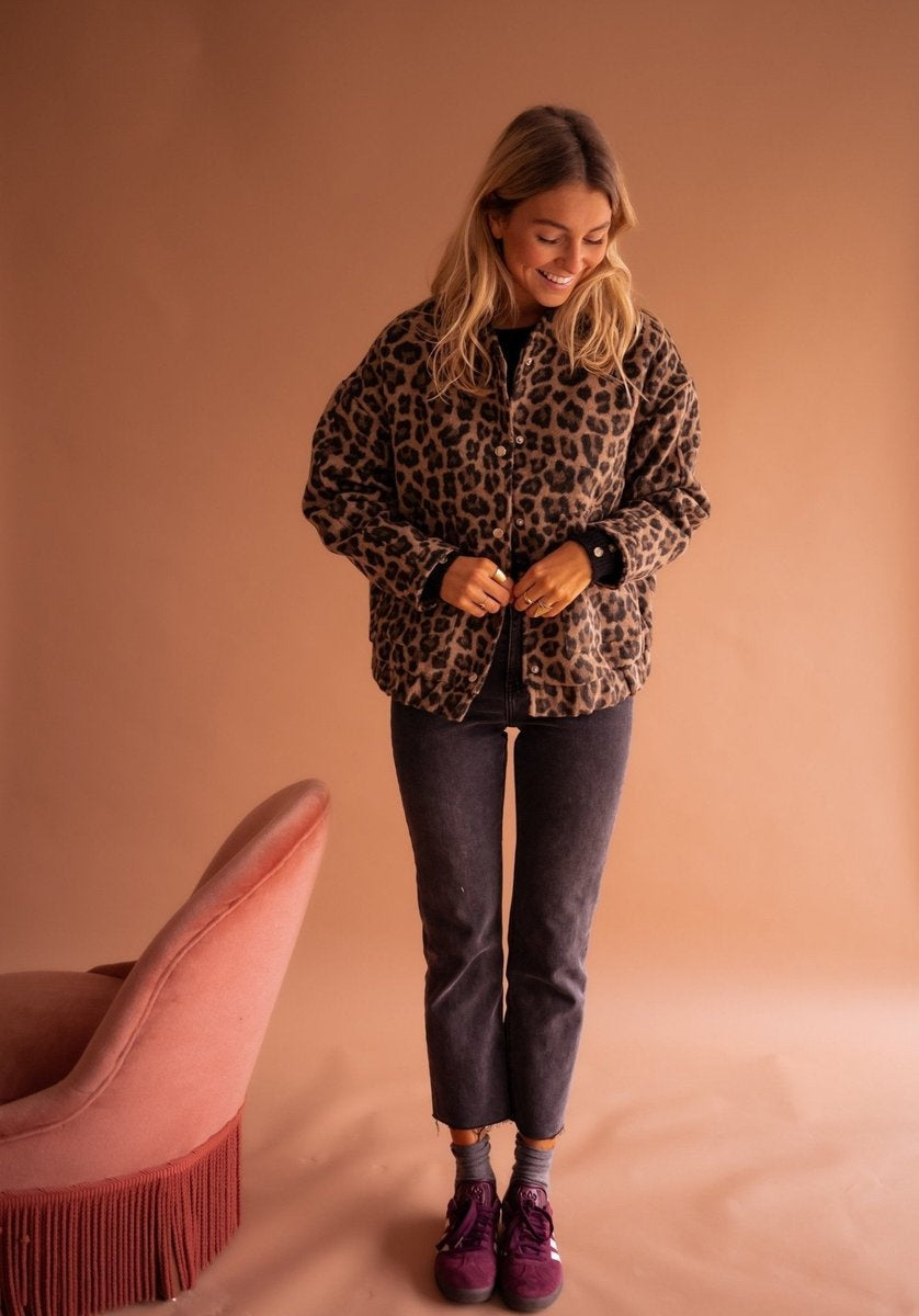 Cazadora Acolchada Estampado Leopardo Oversize