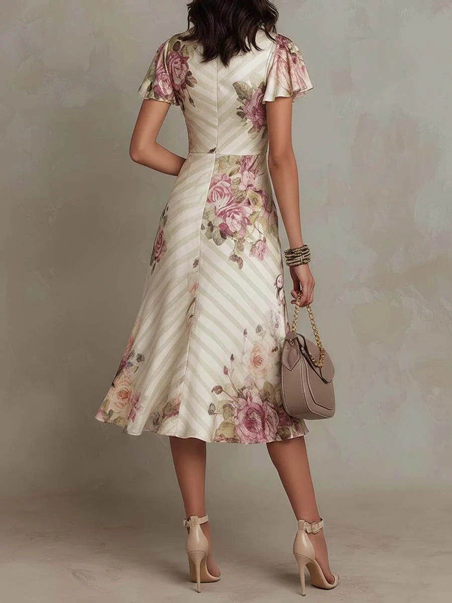 Vestido Floral Elegante Drapado