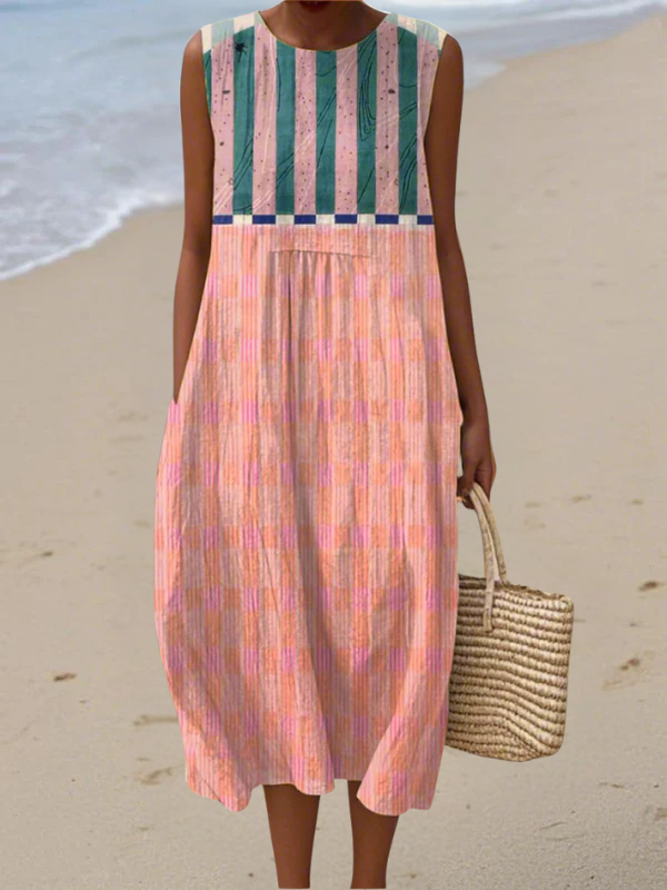 Vestido Midi Cuadros Pastel