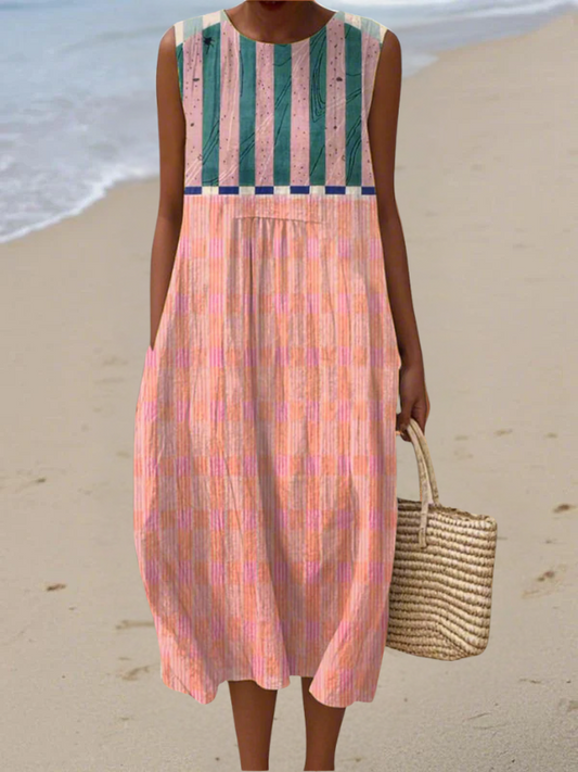 Vestido Midi Cuadros Pastel