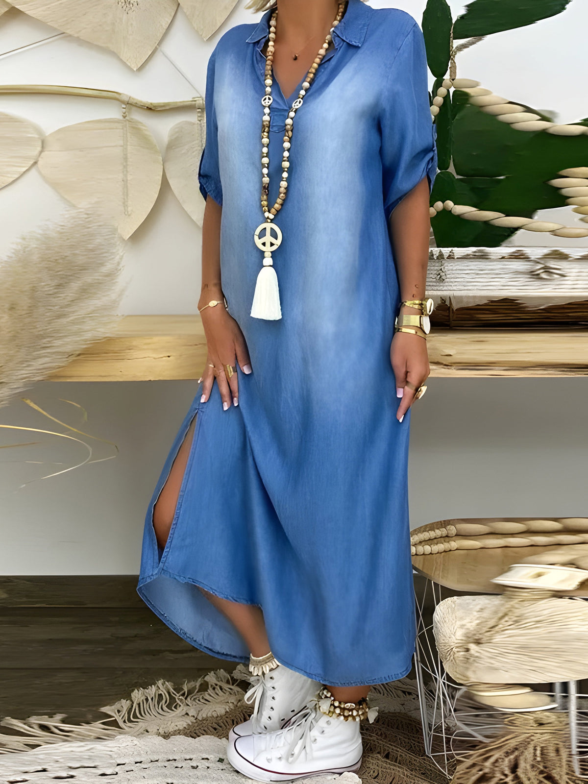 Vestido Maxi de Denim Chic