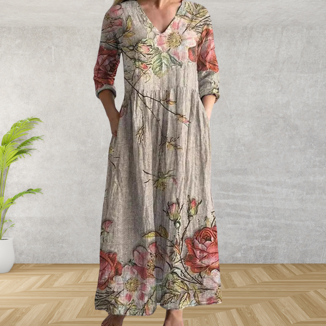 Vestido Midi Elegante con Estampado Floral