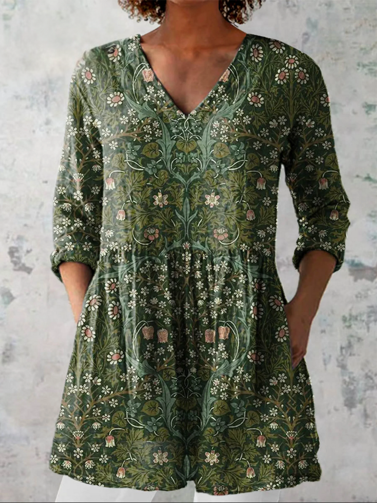 Blusa Larga con Estampado Vibrante