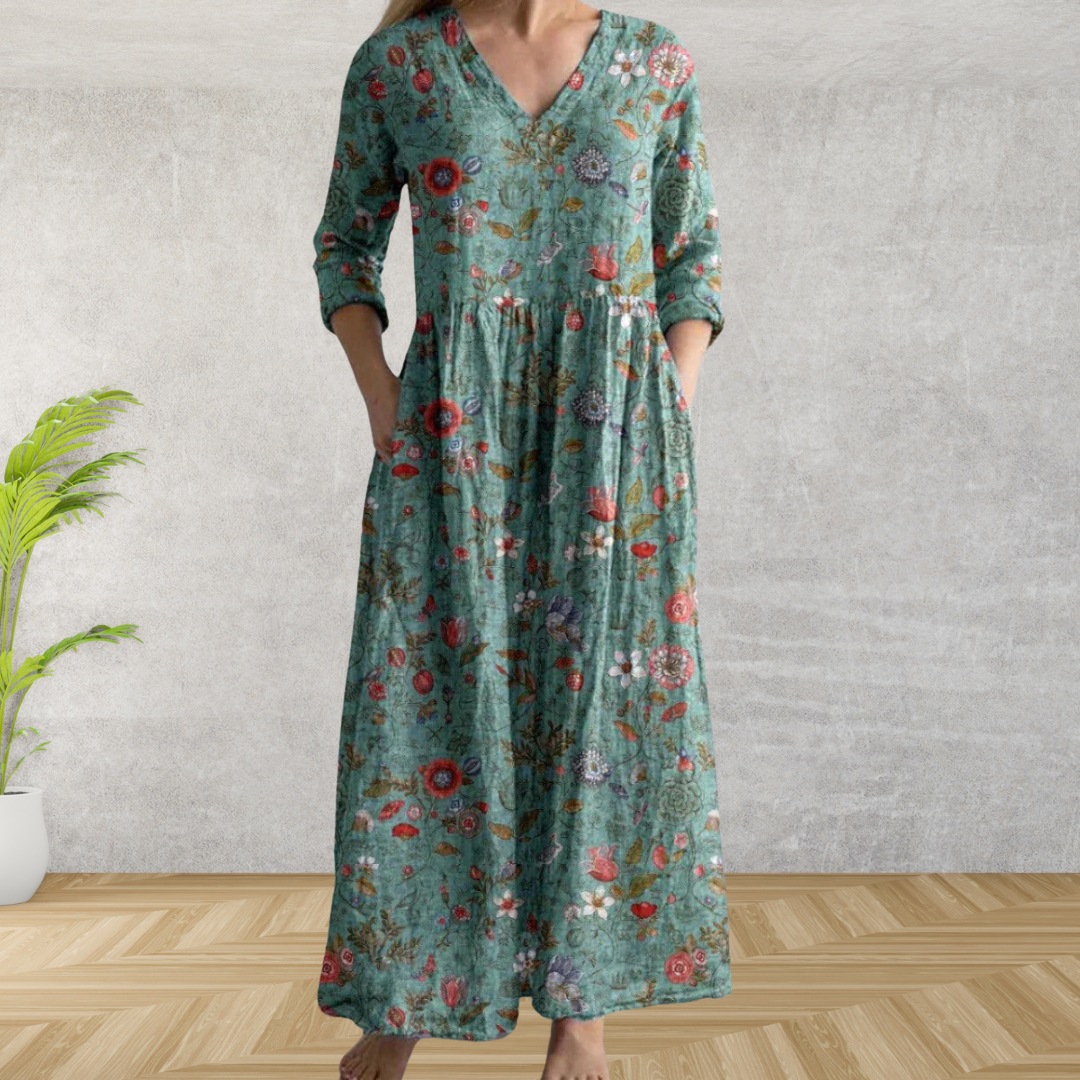 Vestido Midi Elegante con Estampado Floral