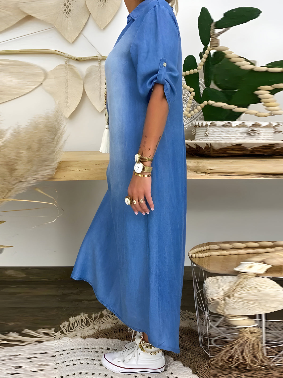 Vestido Maxi de Denim Chic