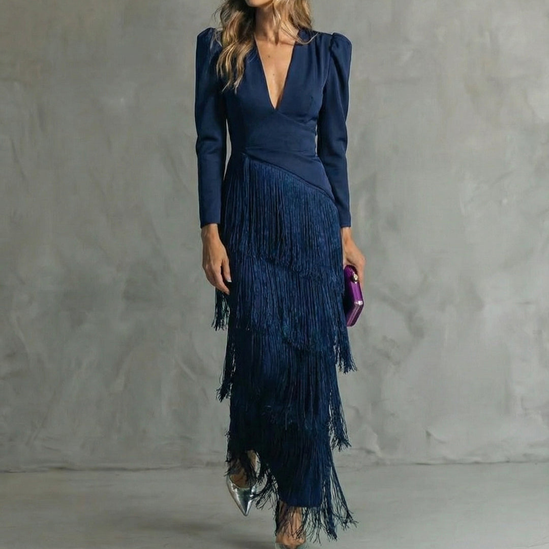 Vestido Ajustado con Flecos