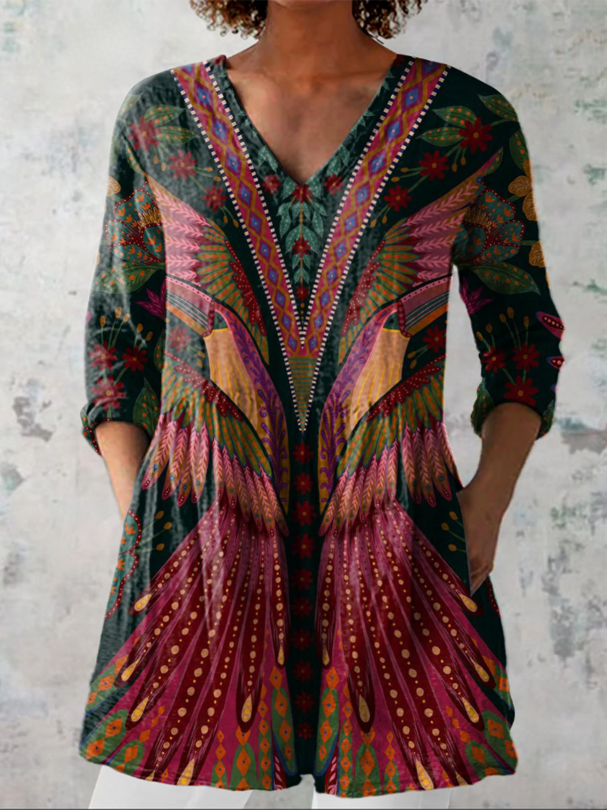 Blusa Larga con Diseño Vibrante