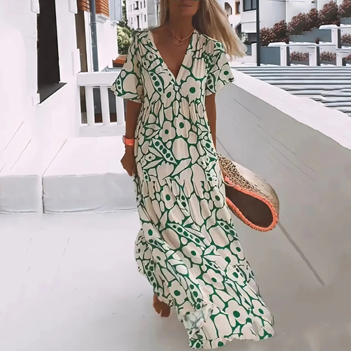 Vestido Maxi Fluido con Estampado Floral