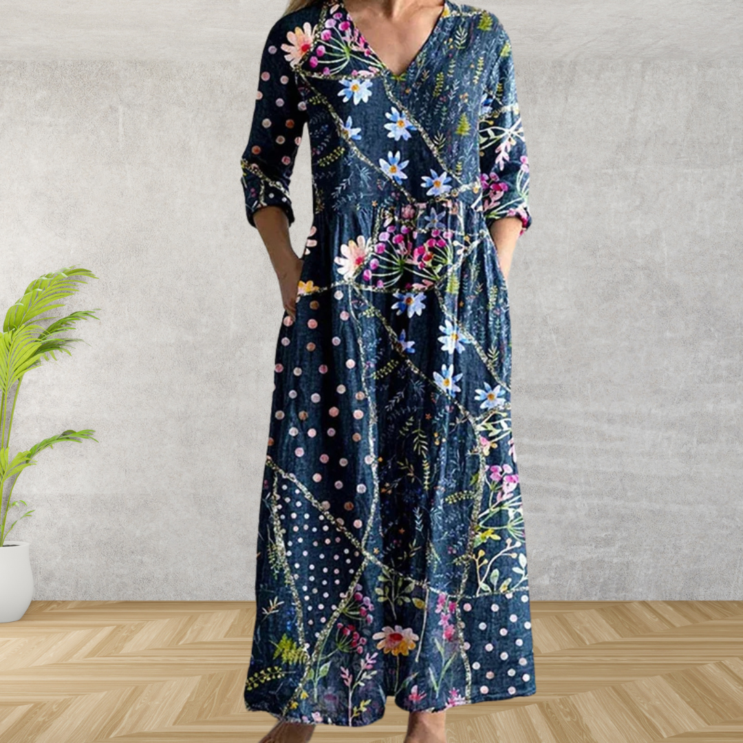 Vestido Midi Elegante con Estampado Floral