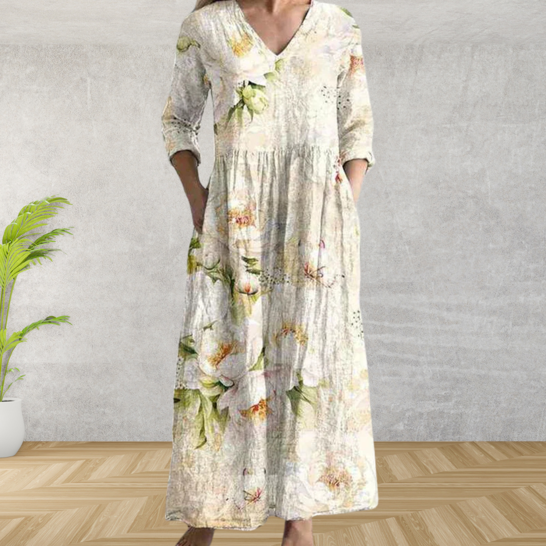 Vestido Midi Elegante con Estampado Floral