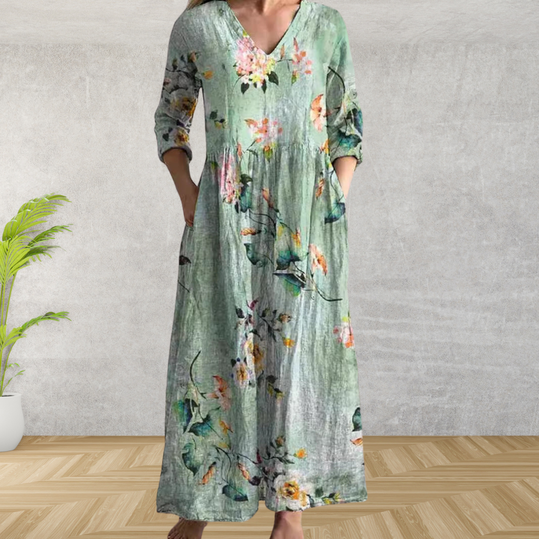 Vestido Midi Elegante con Estampado Floral