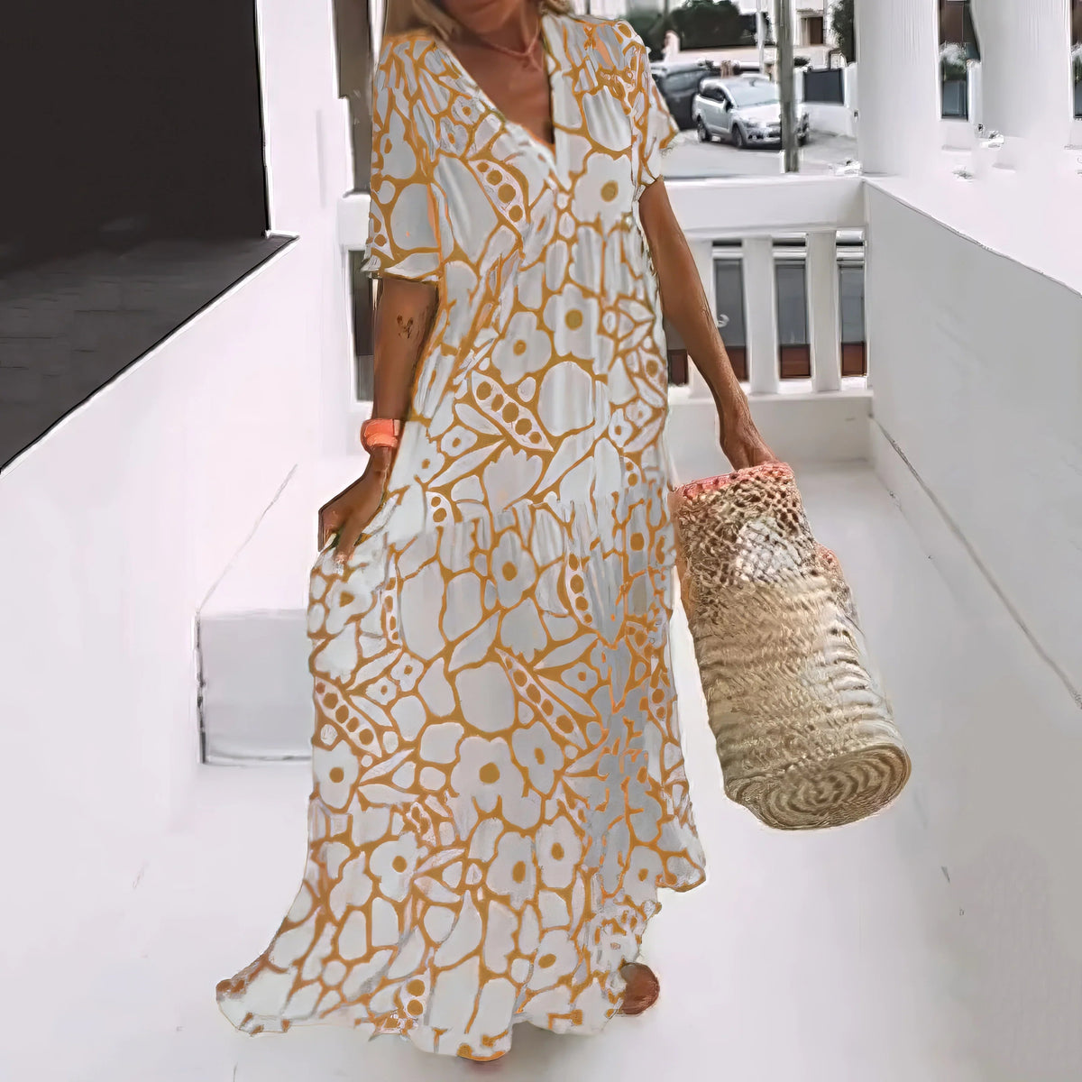 Vestido Maxi Fluido con Estampado Floral