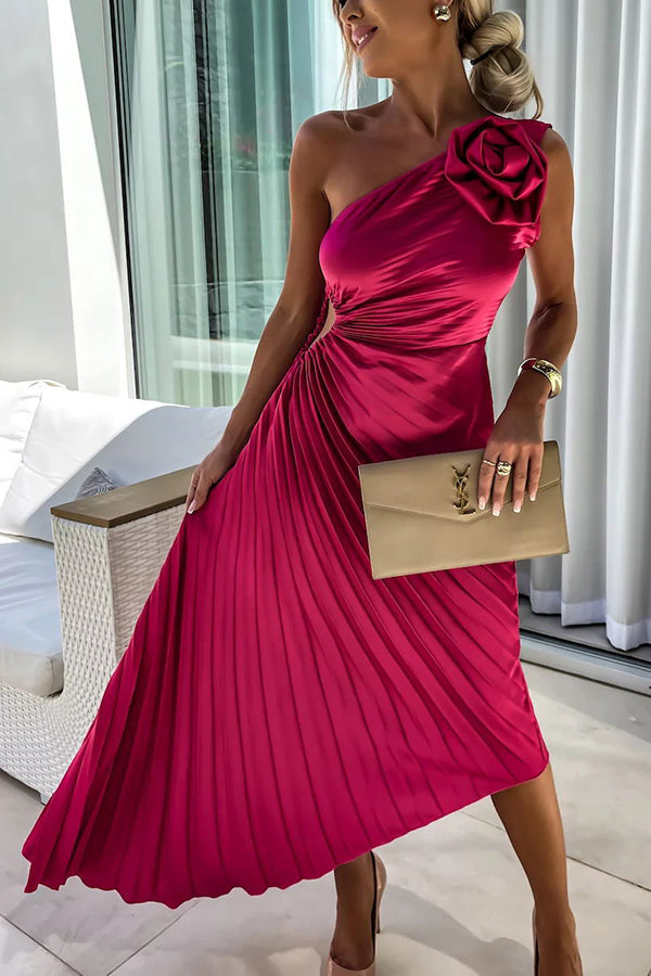 Vestido Maxi Floral de Un Hombro