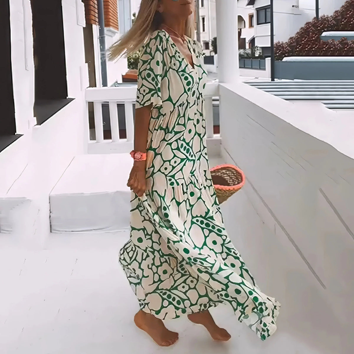 Vestido Maxi Fluido con Estampado Floral