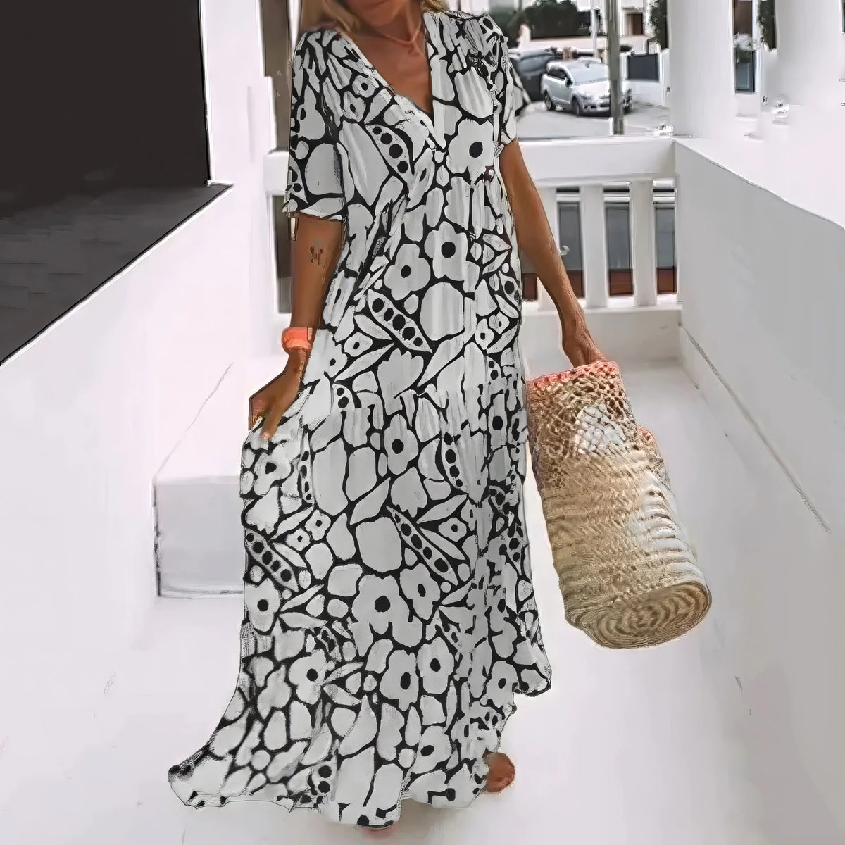 Vestido Maxi Fluido con Estampado Floral