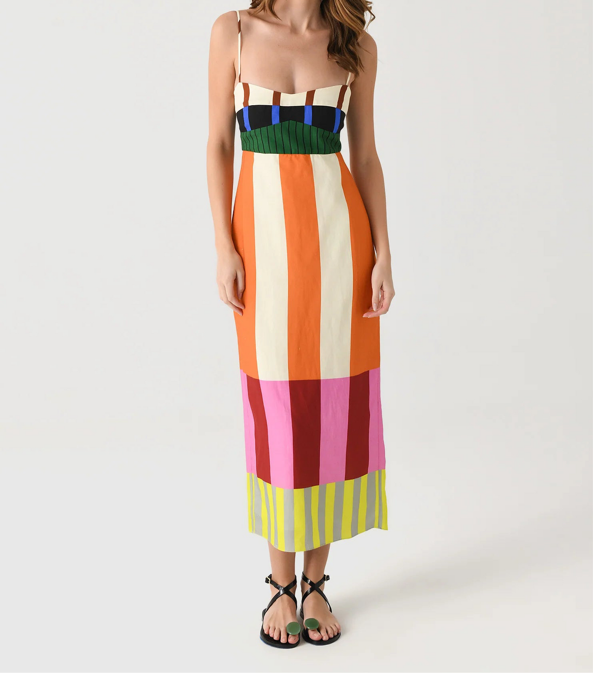 Vestido Ajustado con Estampado Geométrico de Color