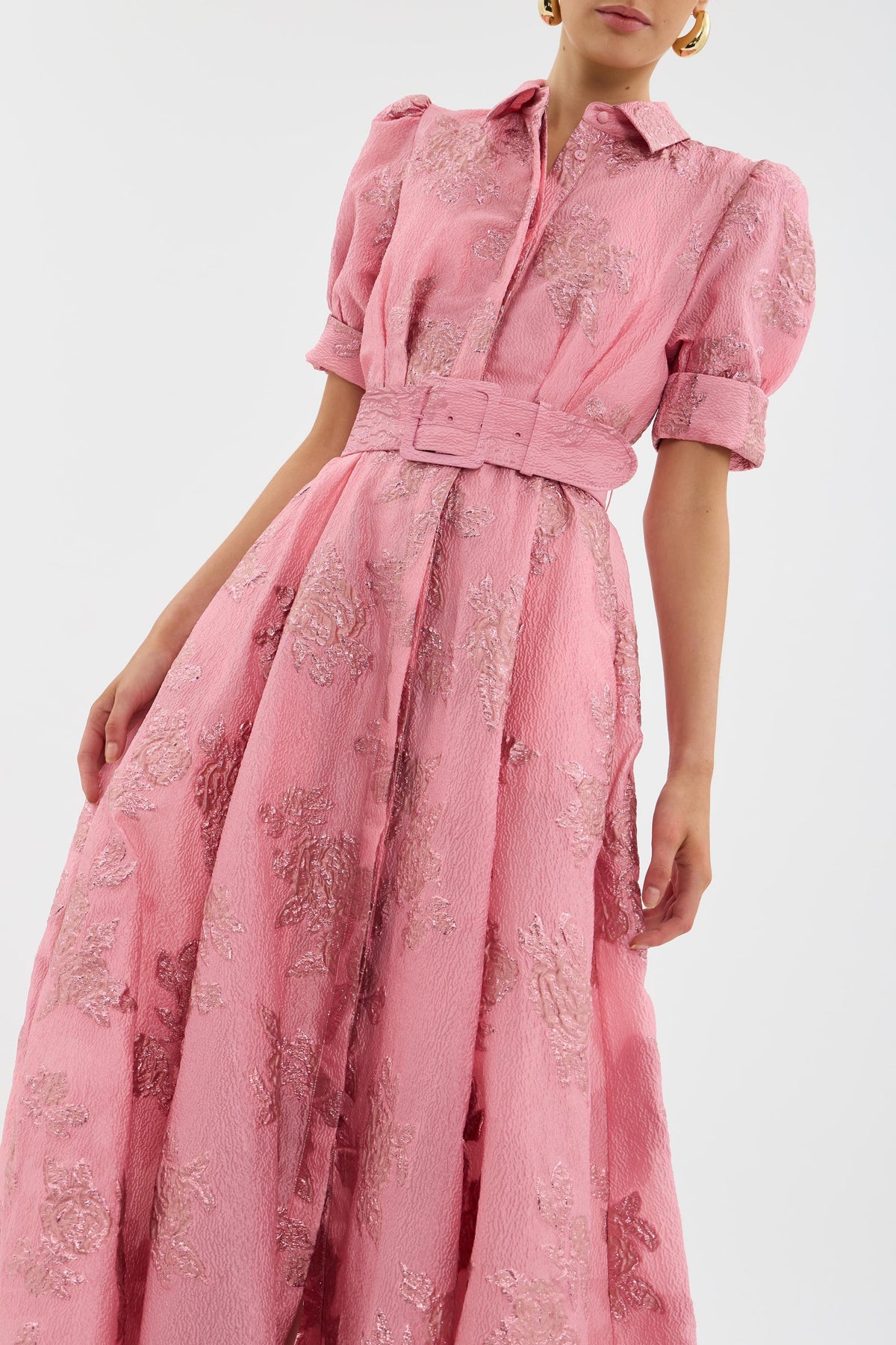 Vestido Floral de Mangas Cortas con Volumen