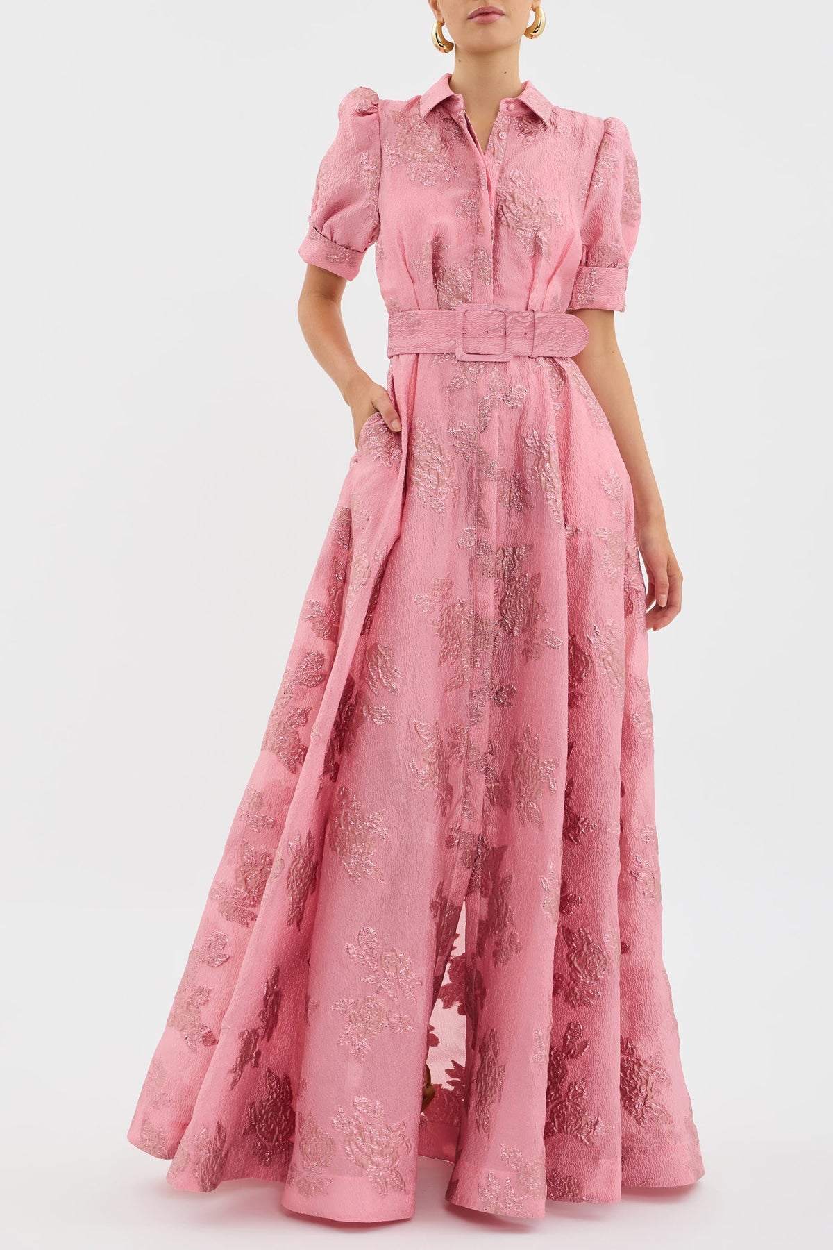 Vestido Floral de Mangas Cortas con Volumen