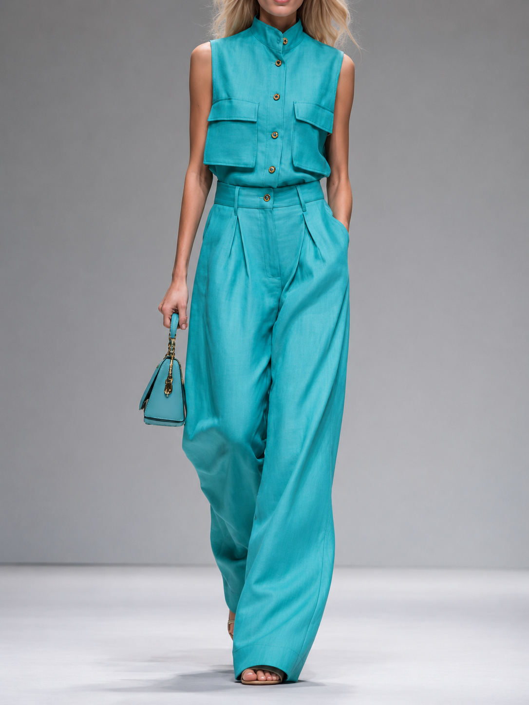 Conjunto Camisa Crop y Pantalón Wide Leg