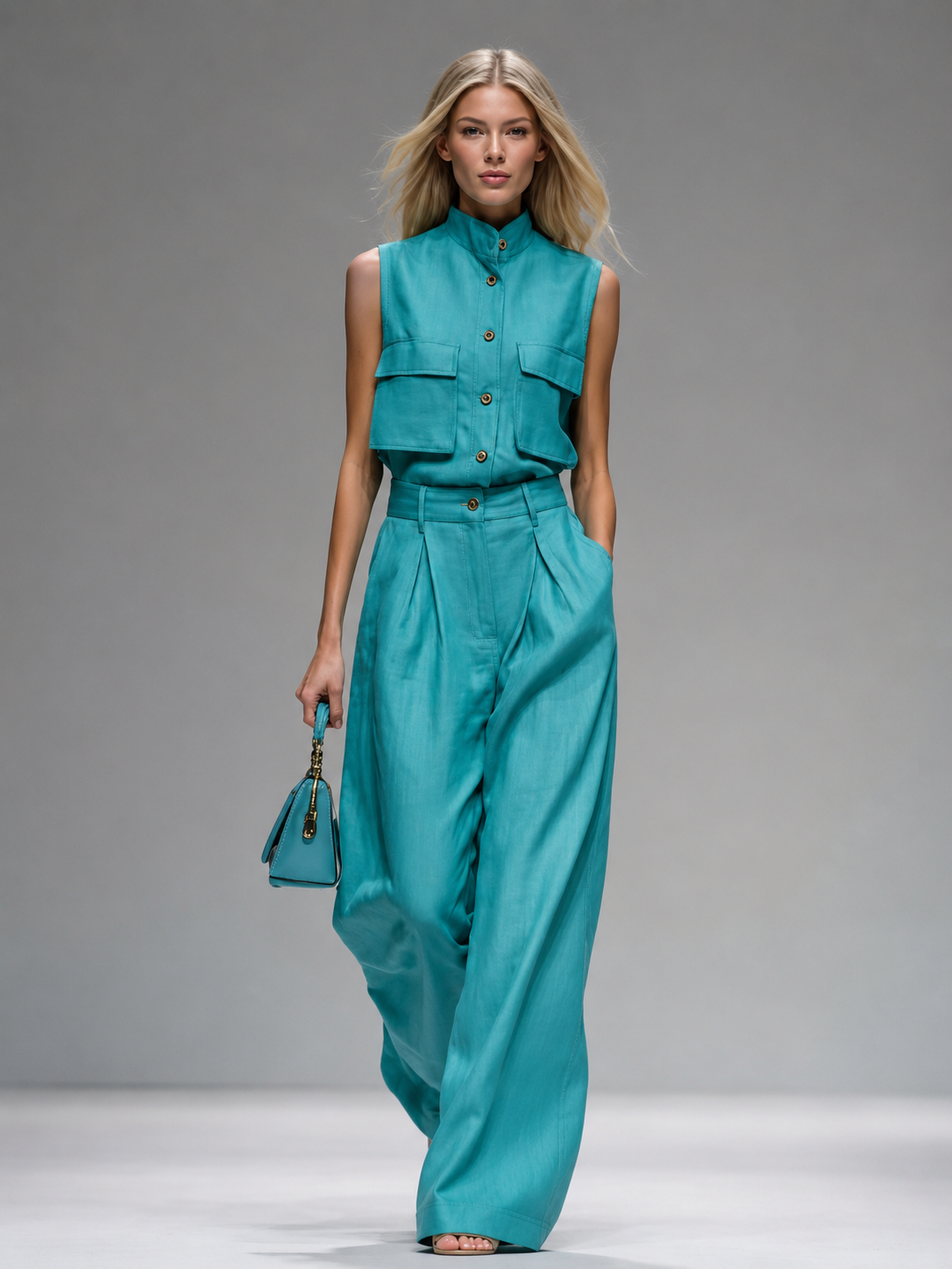 Conjunto Camisa Crop y Pantalón Wide Leg