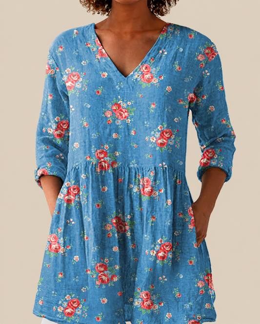 Blusa Amplia con Estampado Vibrante