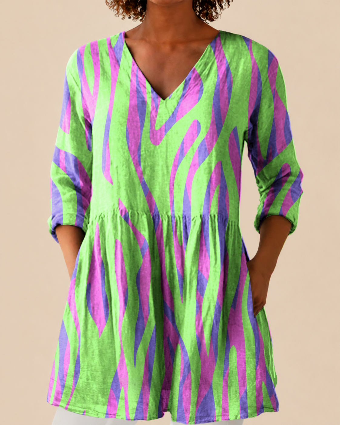 Blusa Larga con Diseño Vibrante