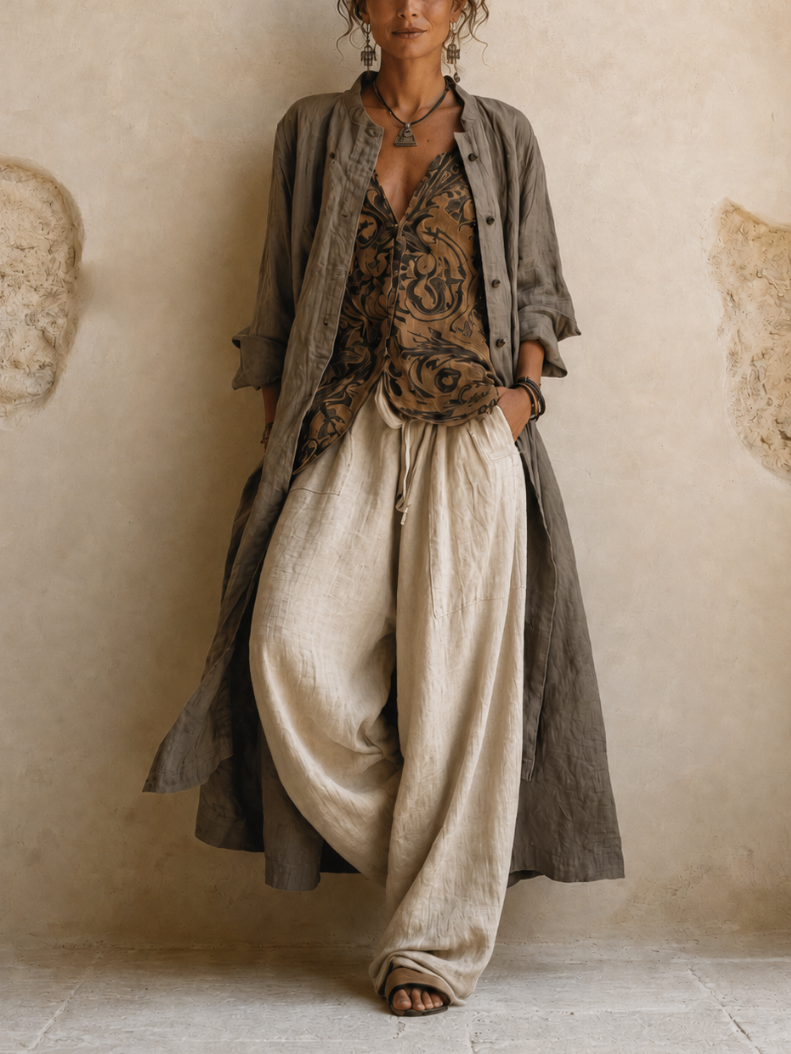 Conjunto Bohemio de Tres Piezas en Lino