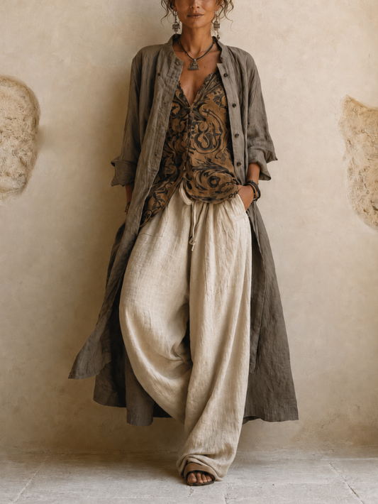Conjunto Bohemio de Tres Piezas en Lino