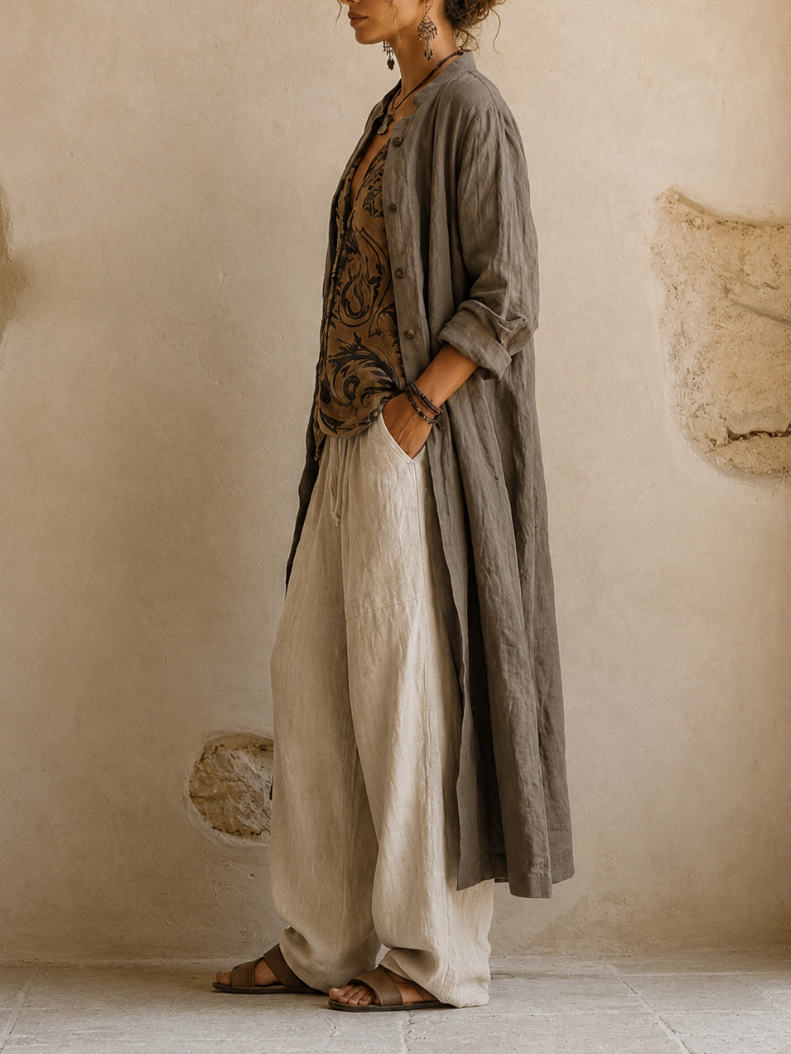Conjunto Bohemio de Tres Piezas en Lino