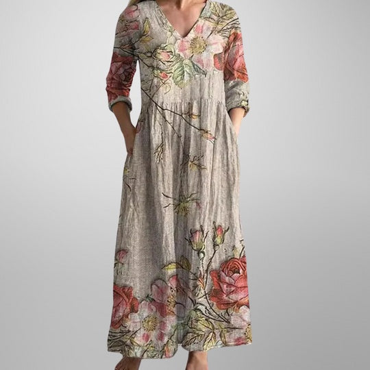 Vestido Midi Elegante con Estampado Floral