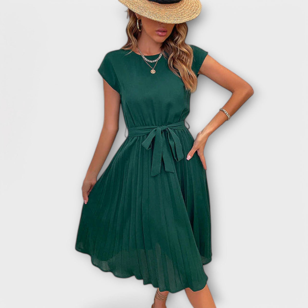 Vestido Midi Plisado de Verano