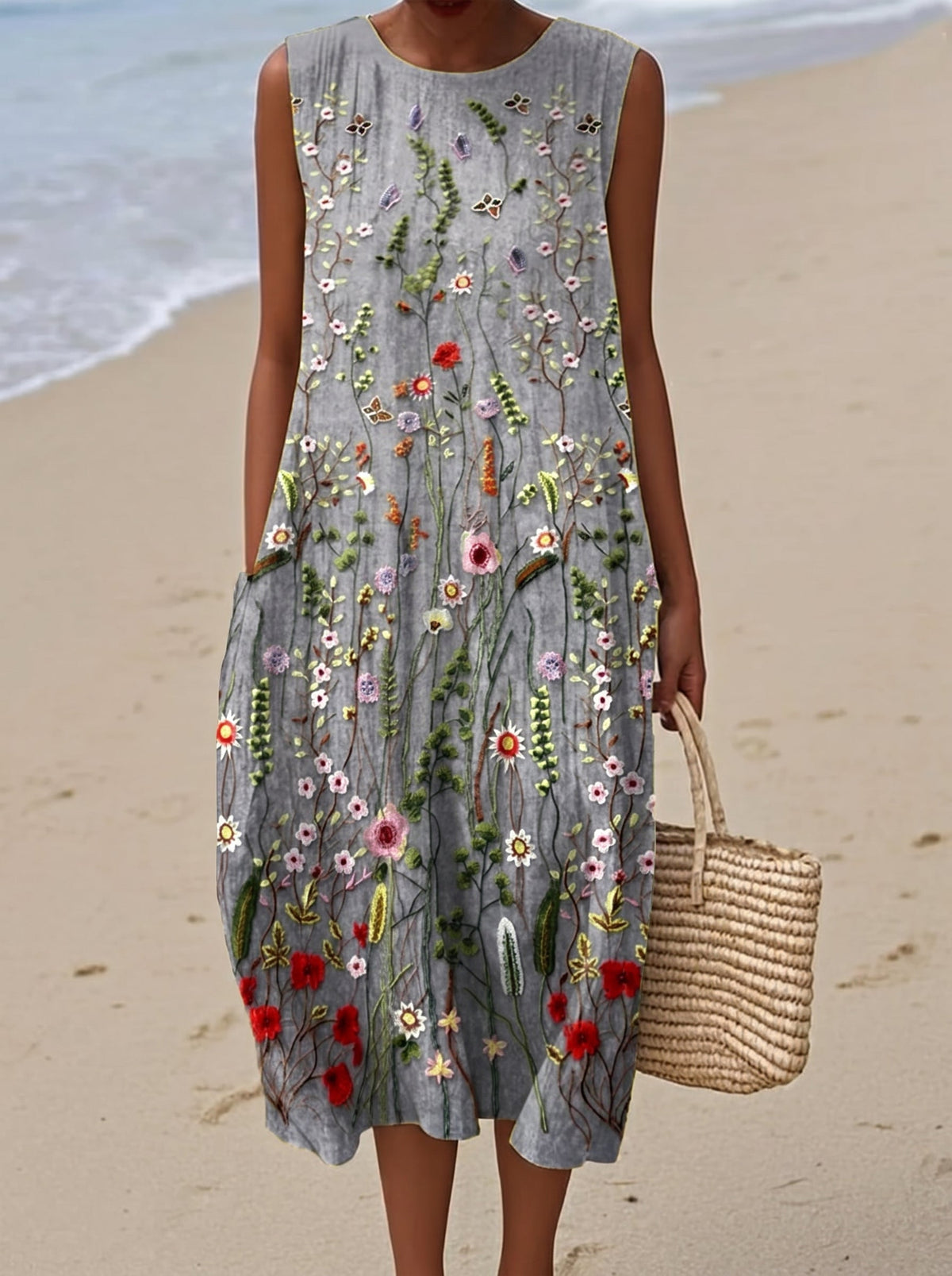 Vestido Midi Gris
