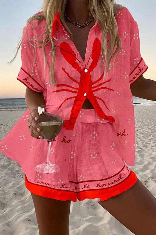 Conjunto Coordinado de Verano Rosa Costa Azul