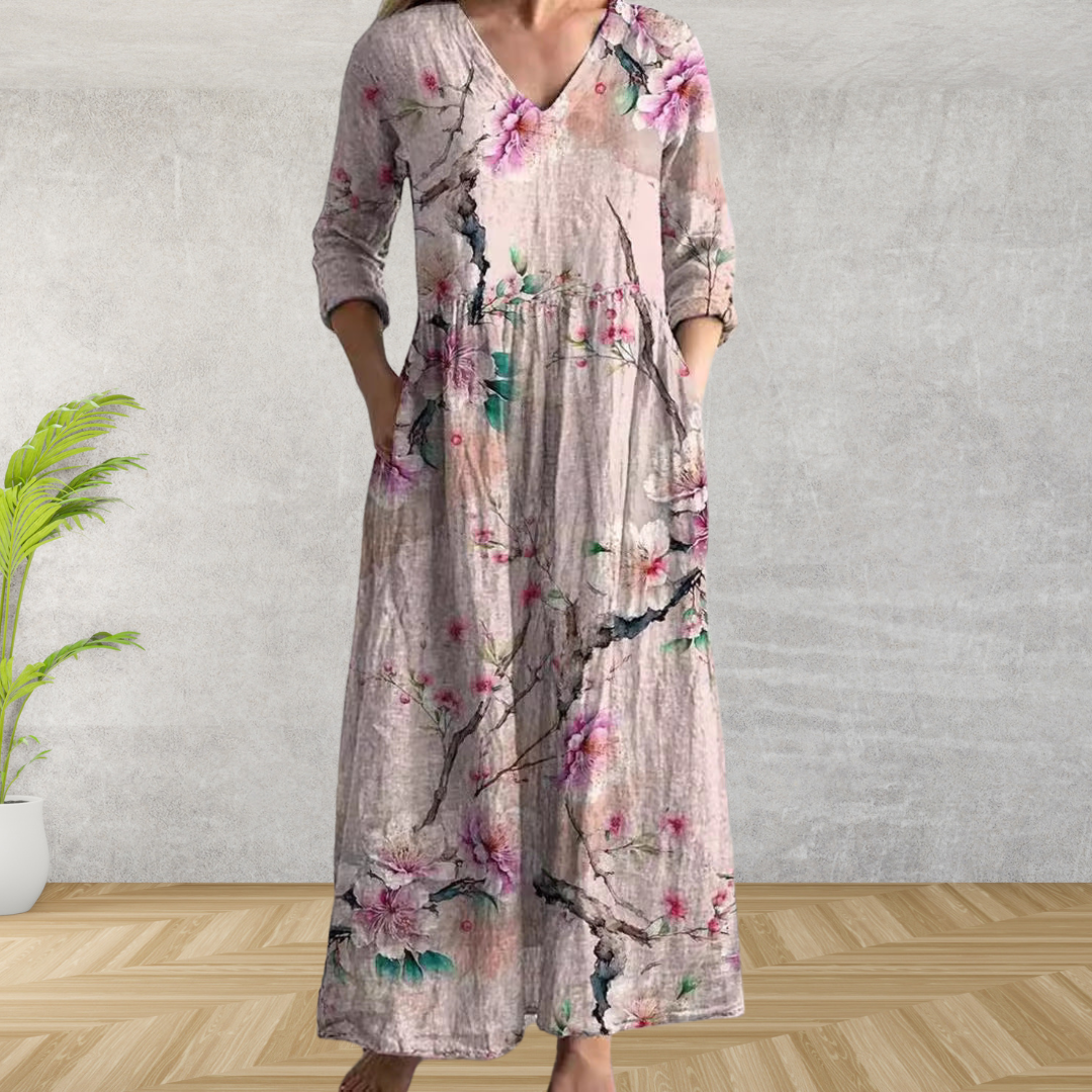 Vestido Midi Elegante con Estampado Floral