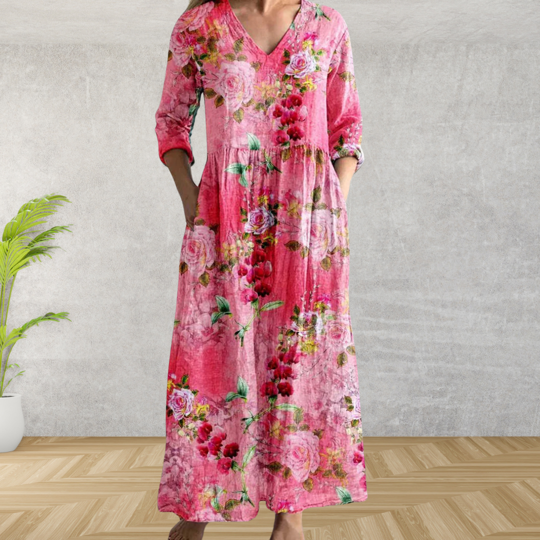 Vestido Midi Elegante con Estampado Floral
