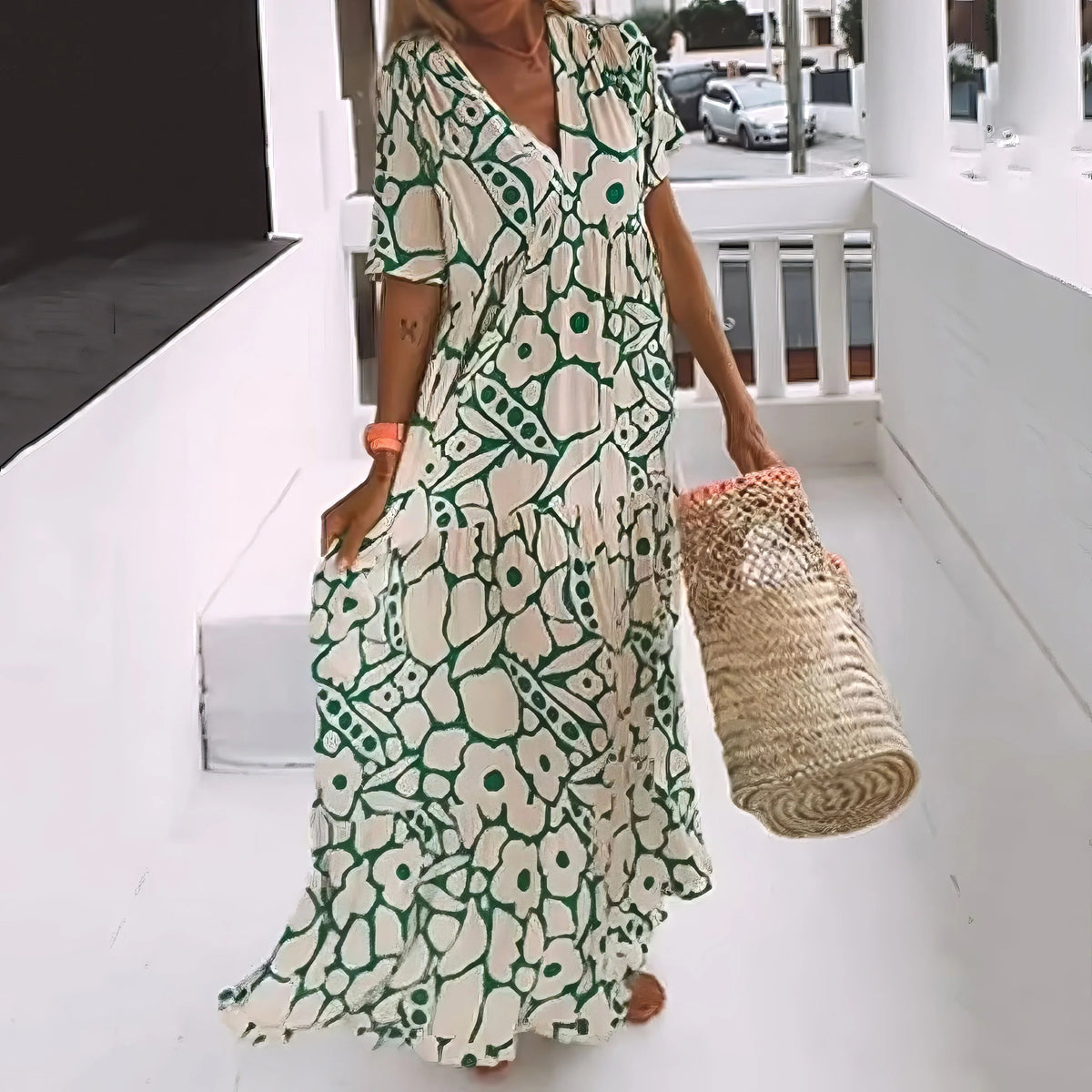 Vestido Maxi Fluido con Estampado Floral