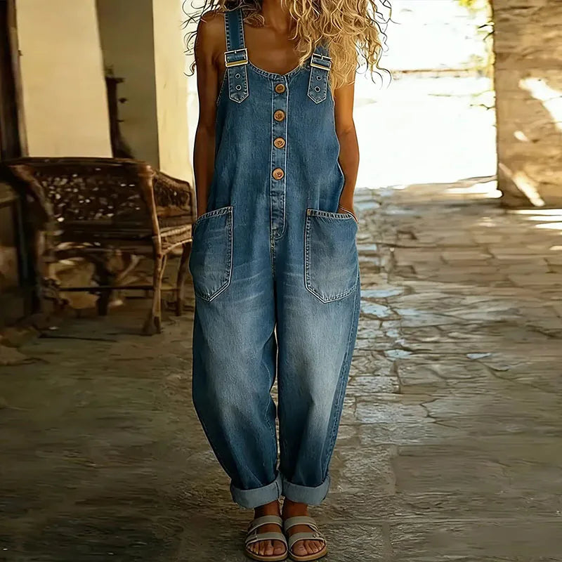 Mono Vintage de Denim con Tirantes Ajustables