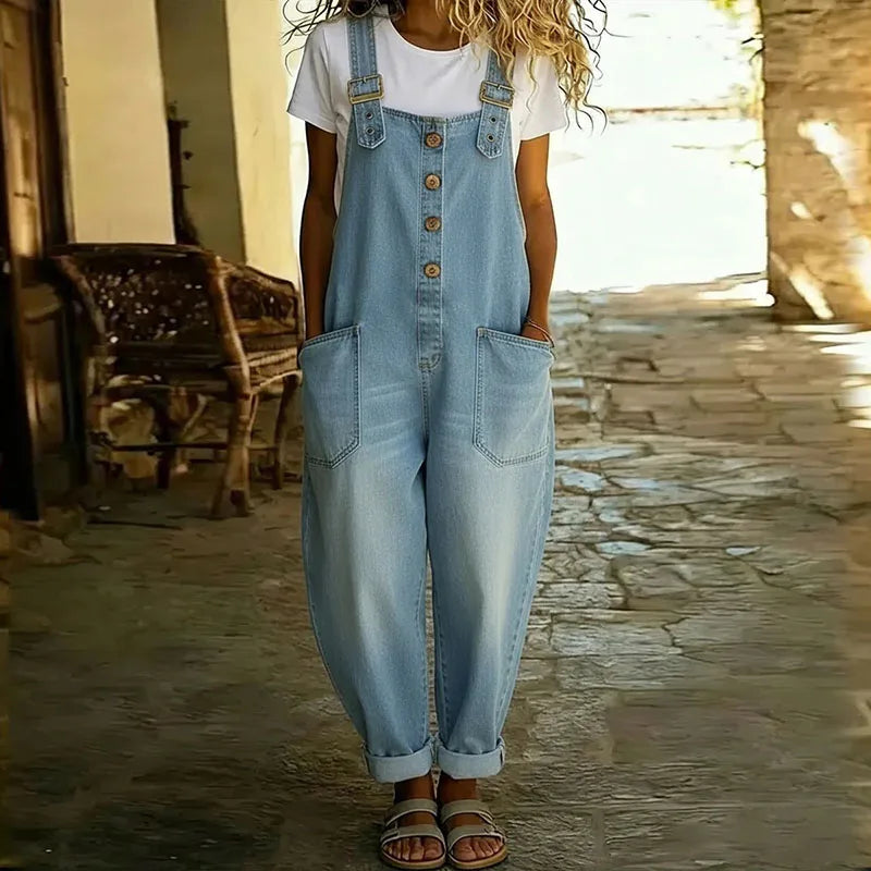 Mono Vintage de Denim con Tirantes Ajustables