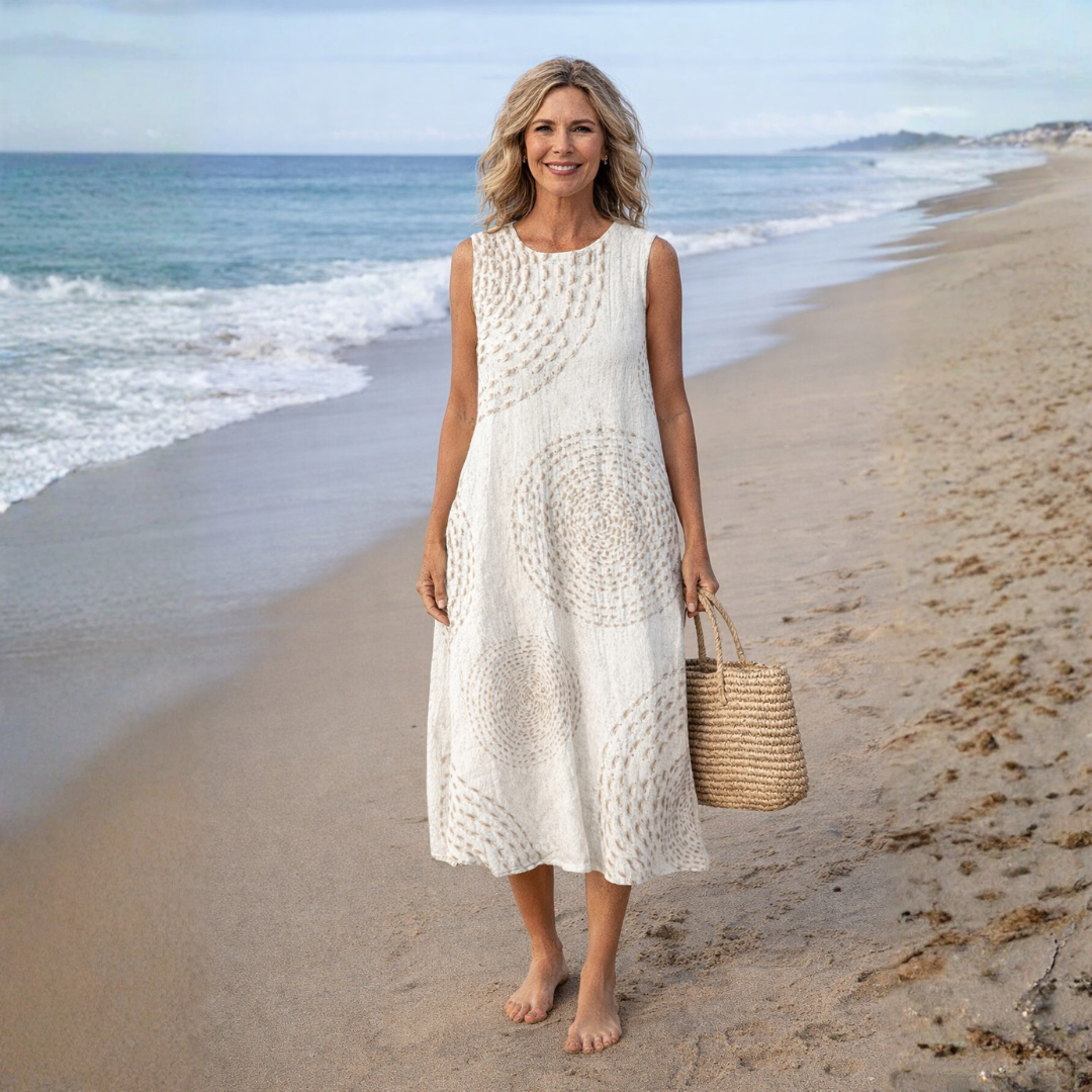 Vestido Midi Boho sin Mangas con Bolsillos