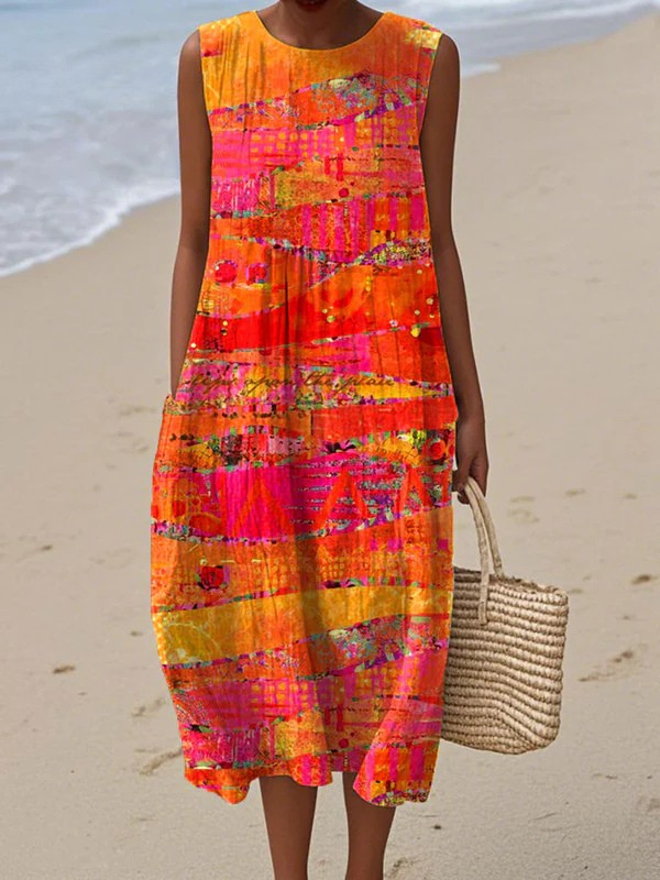 Vestido Midi Clásico Tono Atardecer