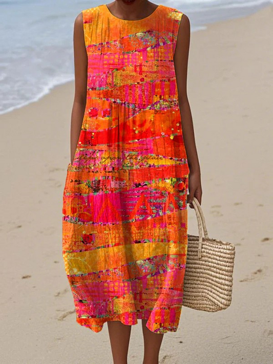 Vestido Midi Clásico Tono Atardecer