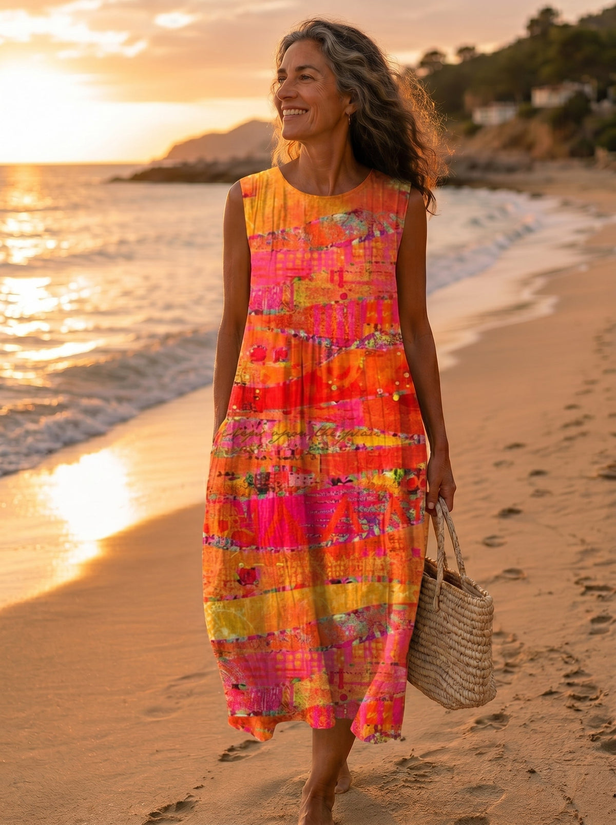 Vestido Midi Clásico Tono Atardecer